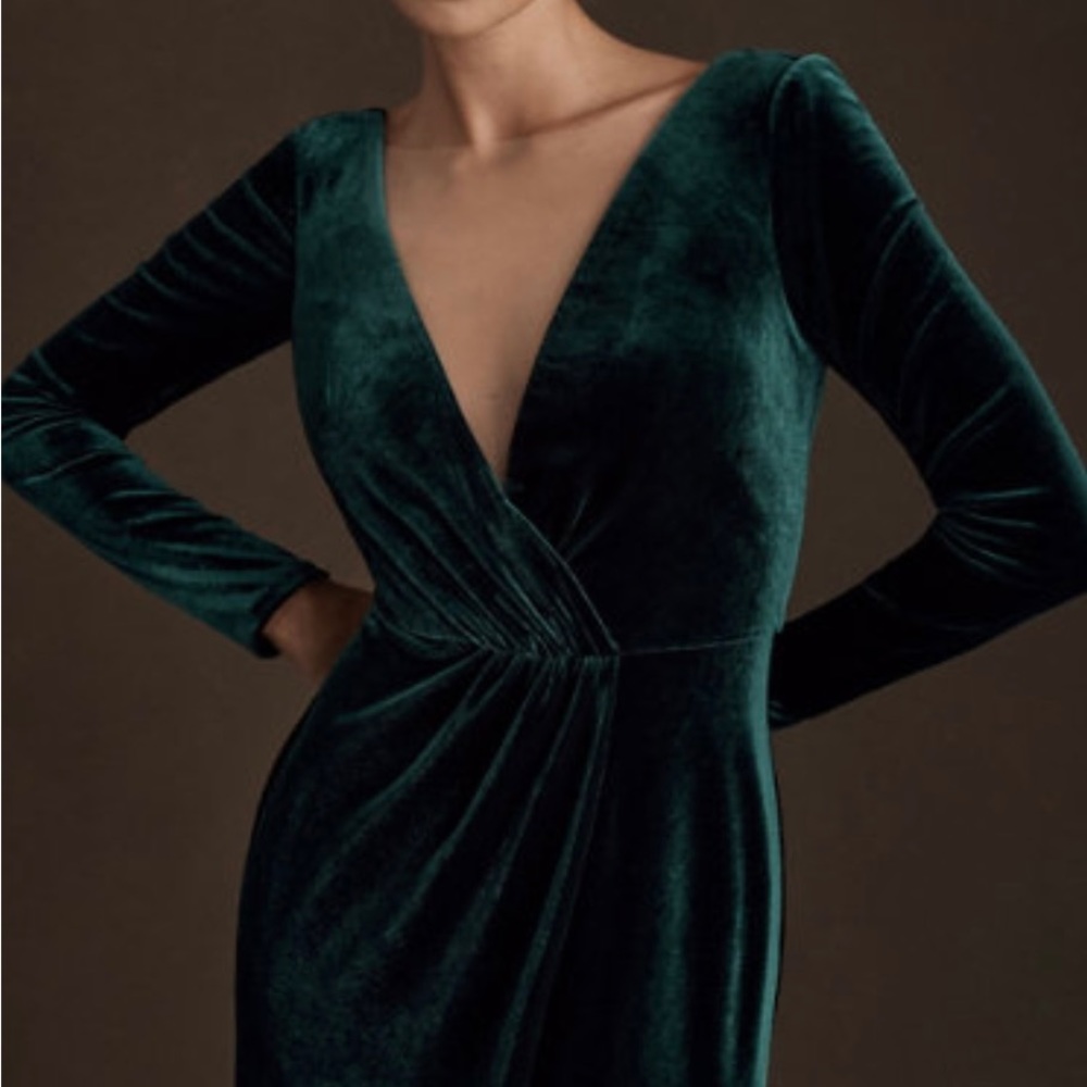 Jenny Yoo Ryland Velvet Maxi Dress - Emerald